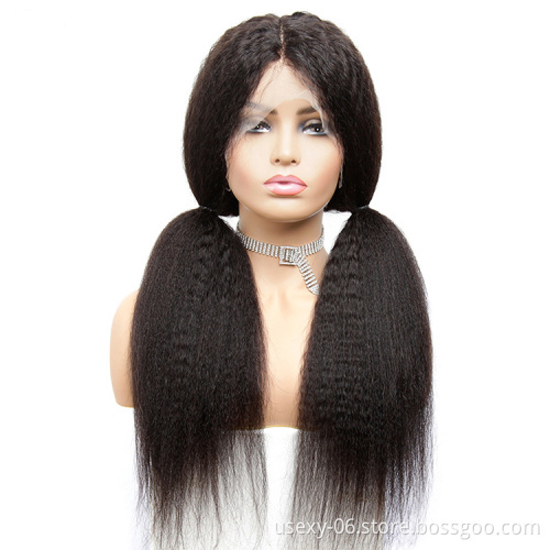 Xuchang hd thin lace wigs raw hair wholesale vendor raw indian cuticle aligned hair wig vendors yaki kinky straight lace front w
